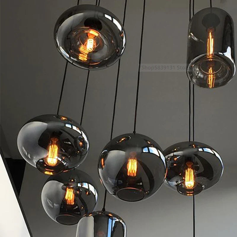 Afralia™ Nordic Modern Stained Glass Pendant Lights LED Colorful Hanging Lamp