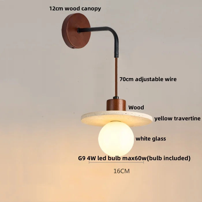 Afralia™ Nordic Wood LED Wall Sconce Yellow Travertine Stair Light