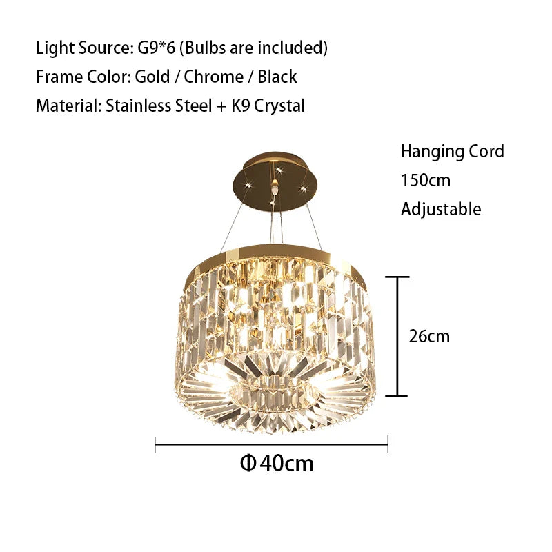 Afralia™ Modern LED Crystal Ceiling Chandelier Golden Lustres for Living Room