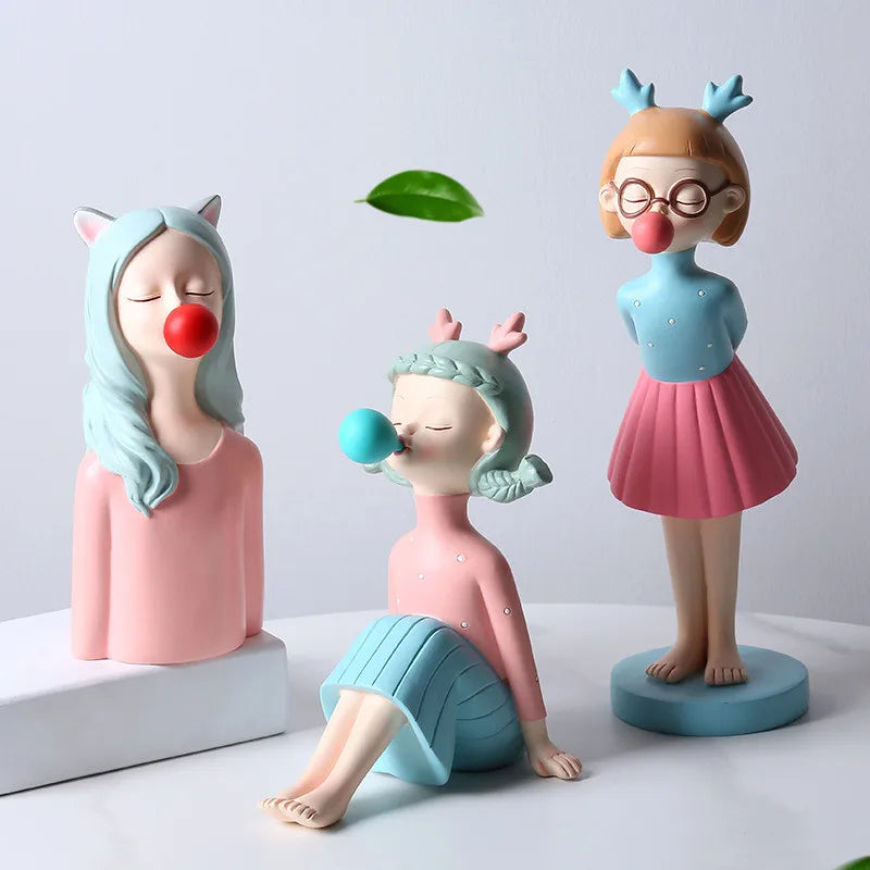 Afralia™ Nordic Girl Desk Figurines: Cute Cartoon Decor, Arts and Crafts, Birthday Gift