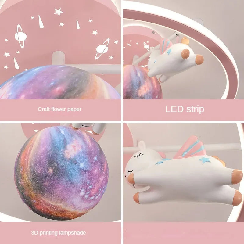 Afralia™ Unicorn LED Ceiling Light: Fun Kids Bedroom Chandelier & Study Lamp