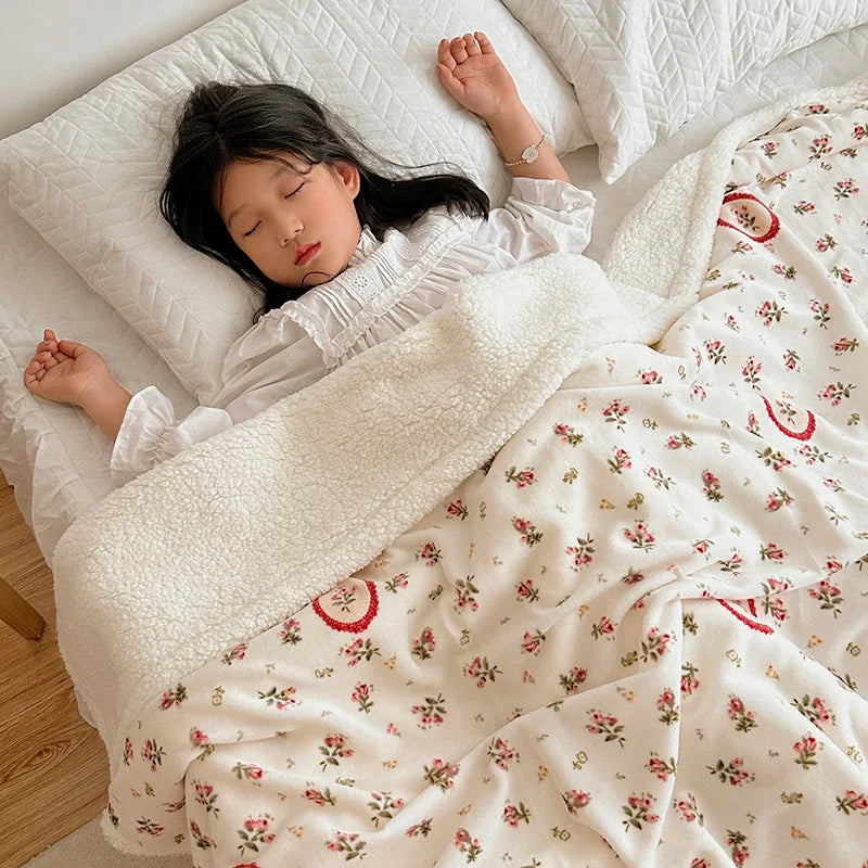 Afralia™ Cartoon Lamb Wool Blanket: Double-Layered, Thick & Warm for Children & Adults