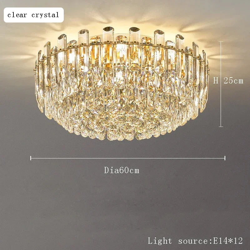 Afralia™ Nordic Crystal Chandelier LED Round Light for Living Bedroom Dining Room