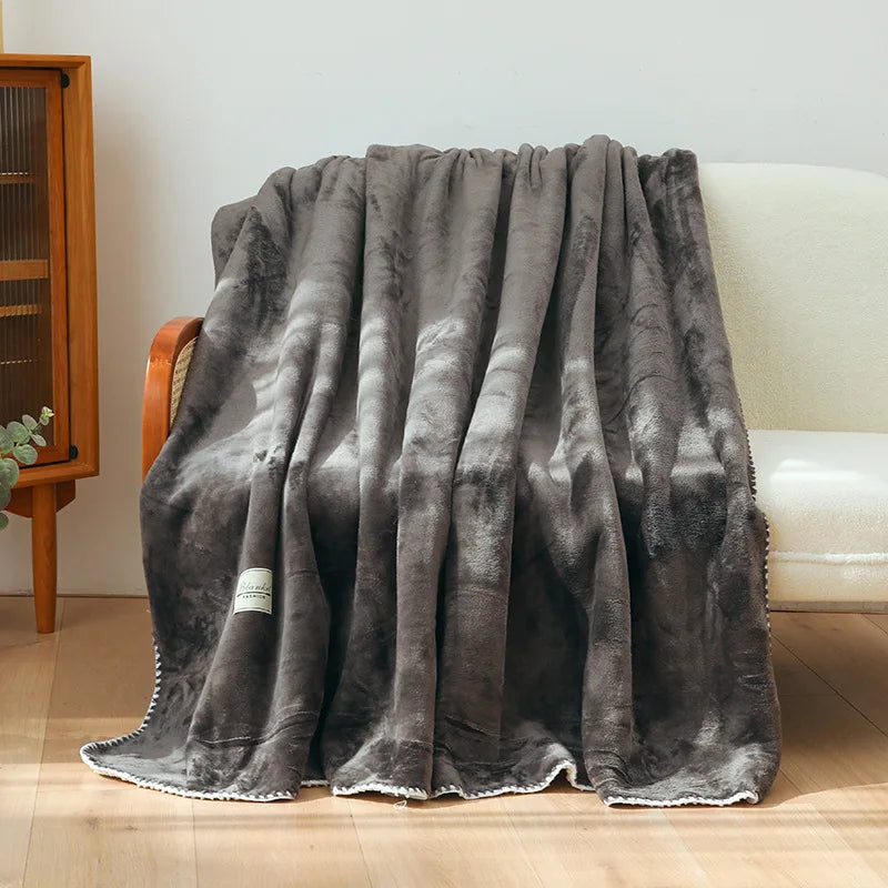 Afralia™ Double-Layer Warm Blanket: Flannel & Lamb Wool Sofa Blanket