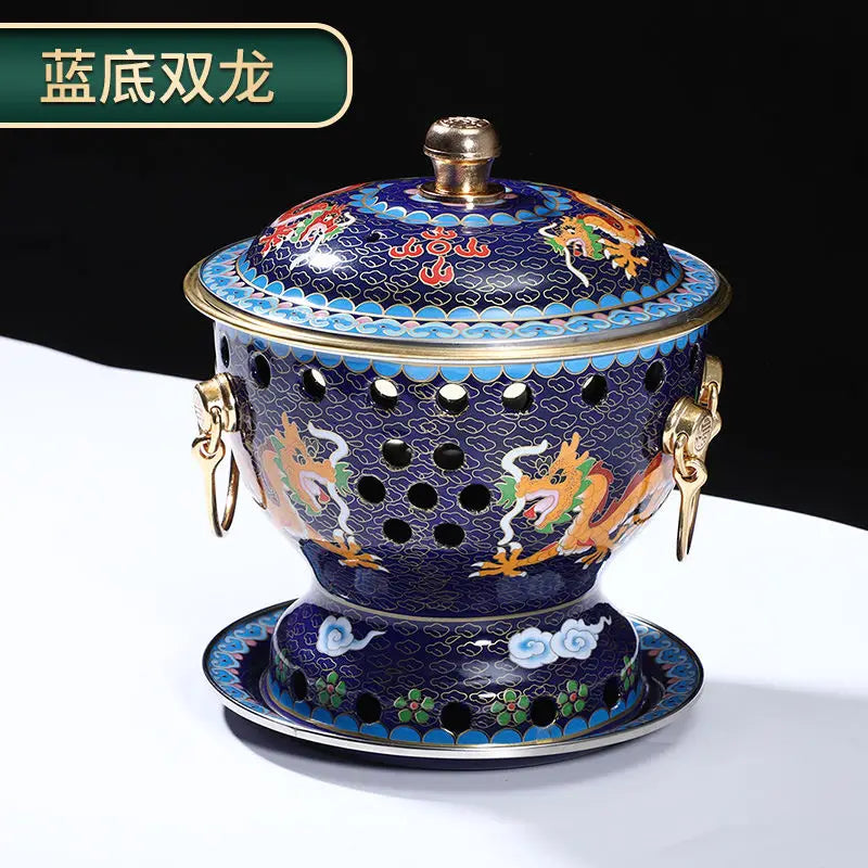 Afralia™ Single Person Enamel Hotpot & Alcohol Pot Set in Pure Copper