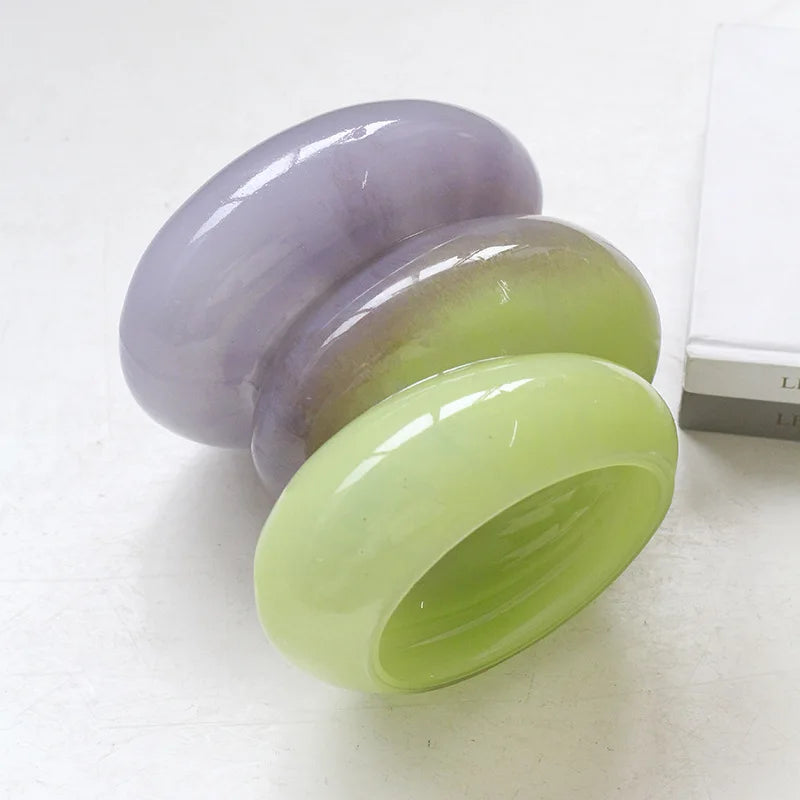 Afralia™ Geometric Glass Vase Gradient Color Floral Arrangement Home Decor Accessory