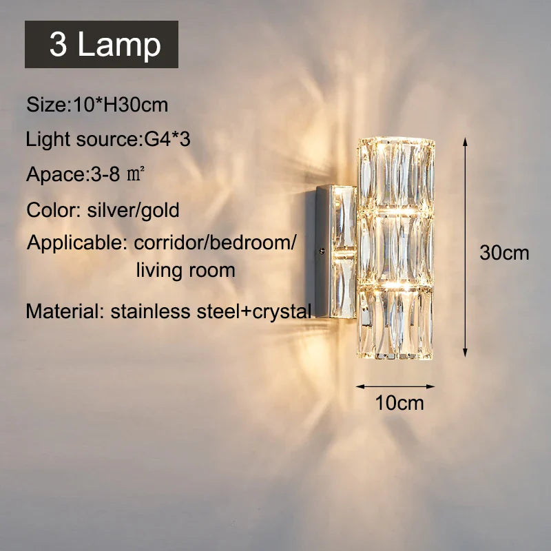 Afralia™ Crystal LED Wall Lamp for TV Bedside Villa Aisle Porch