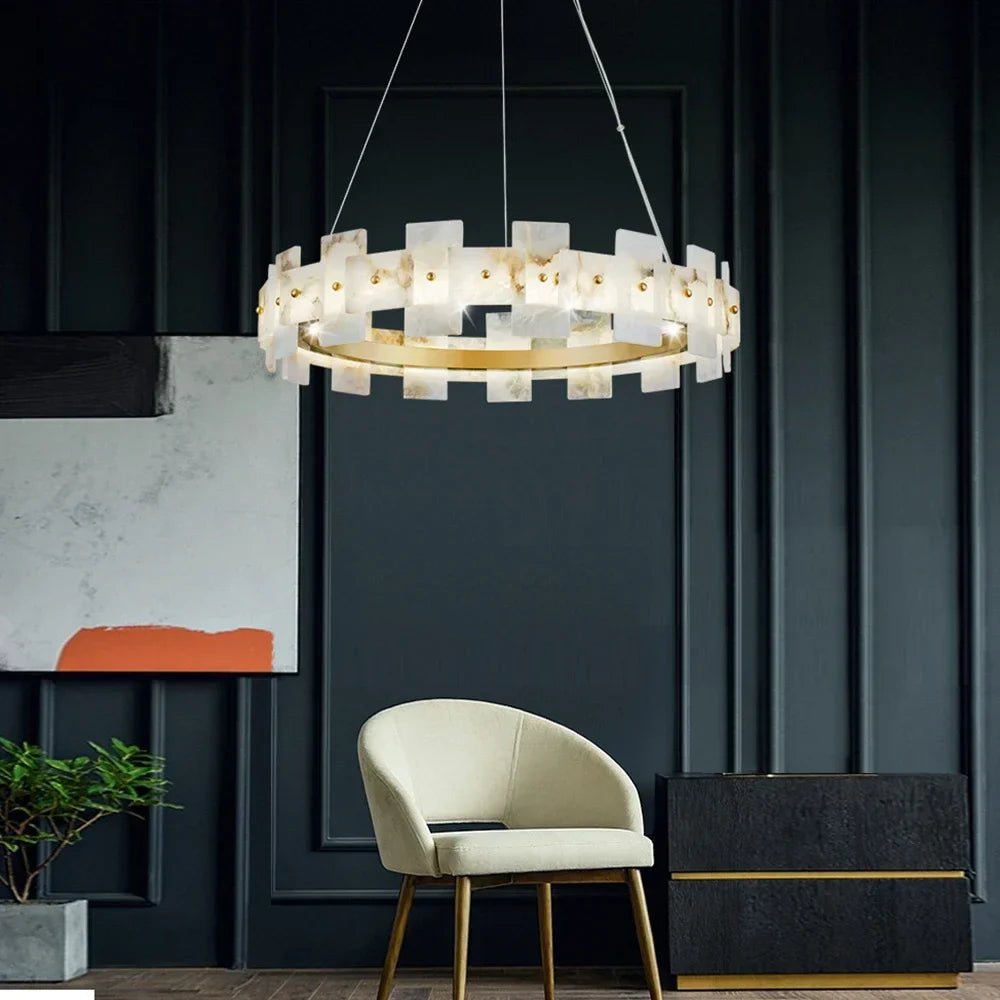 Afralia™ LED Marble Chandelier: Modern Lighting for Living Room, Bedroom, or Restaurant.
