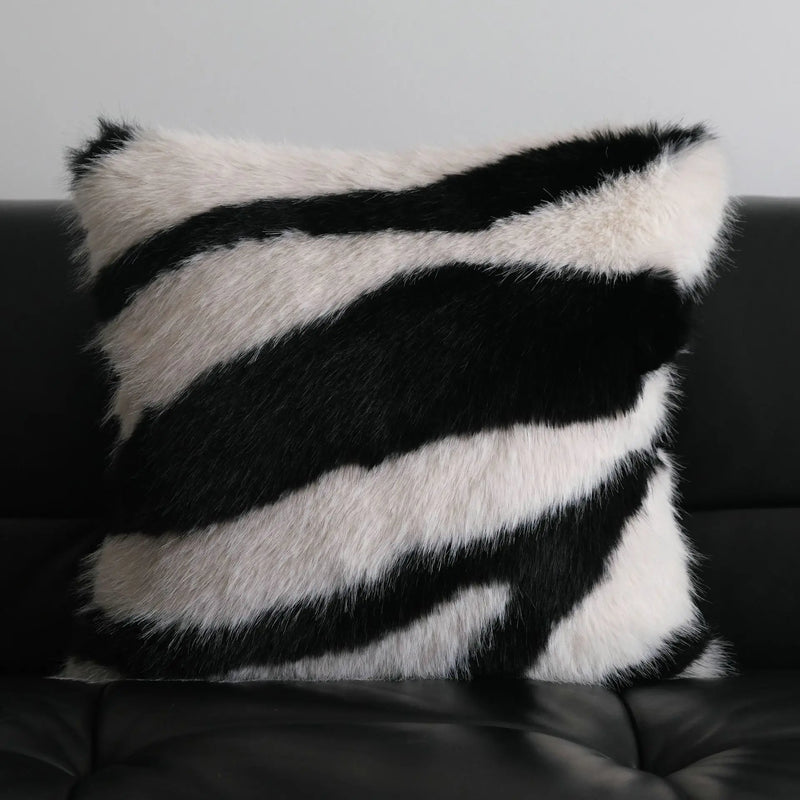 Afralia™ Striped Rabbit Hair Pillowcases 55x55cm - Soft & Stylish Sofa Decor