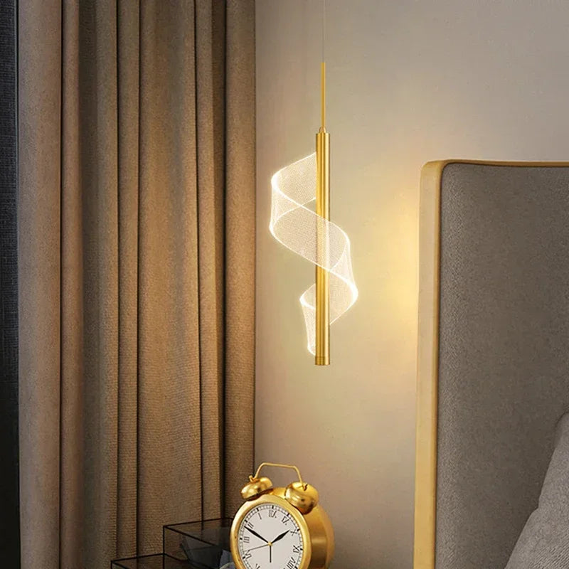 Afralia™ Modern LED Acrylic Spiral Wall Lamp Pendant Chandelier