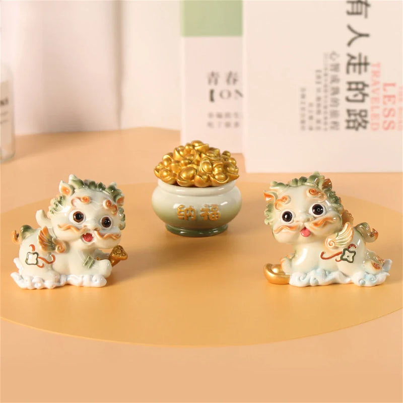 Afralia™ Chinese Mythology Lion Figurines for Luck, Wealth, and Protection