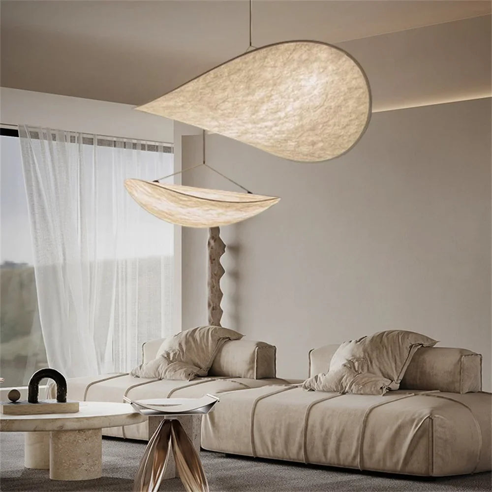 Afralia™ Japanese Style Non-Woven Chandelier - Modern Wabi Sabi Design for Living Room Bedroom.