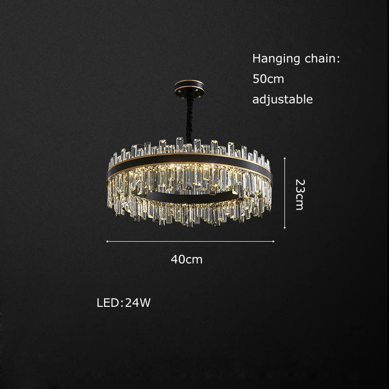 Afralia™ Crystal Chandelier Round Light Fixture for Luxury Living Room Décor