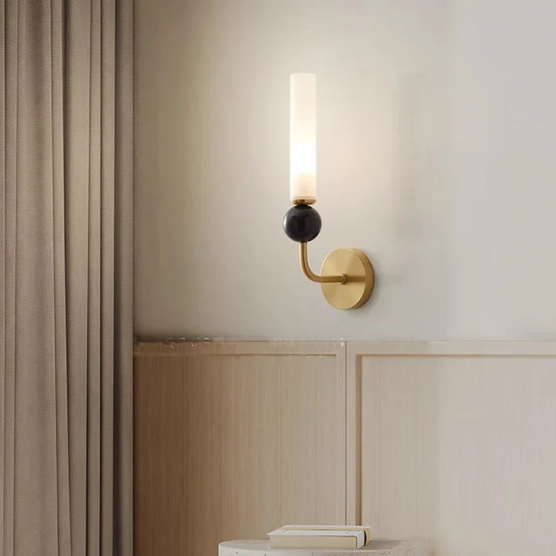 Marble Ball Wall Light Brass Bedroom Sconce Afralia™ White Acrylic Lampshade G9 Bulb