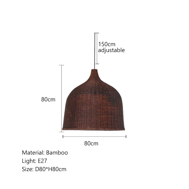 Afralia™ Bamboo Weaving LED Pendant Lights for Home Decor and Dining Room