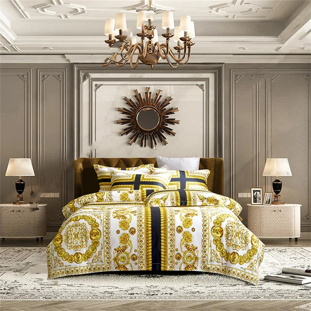 Afralia™ 1200TC Golden Egyptian Cotton King Queen Bedding Set, Custom Size Option