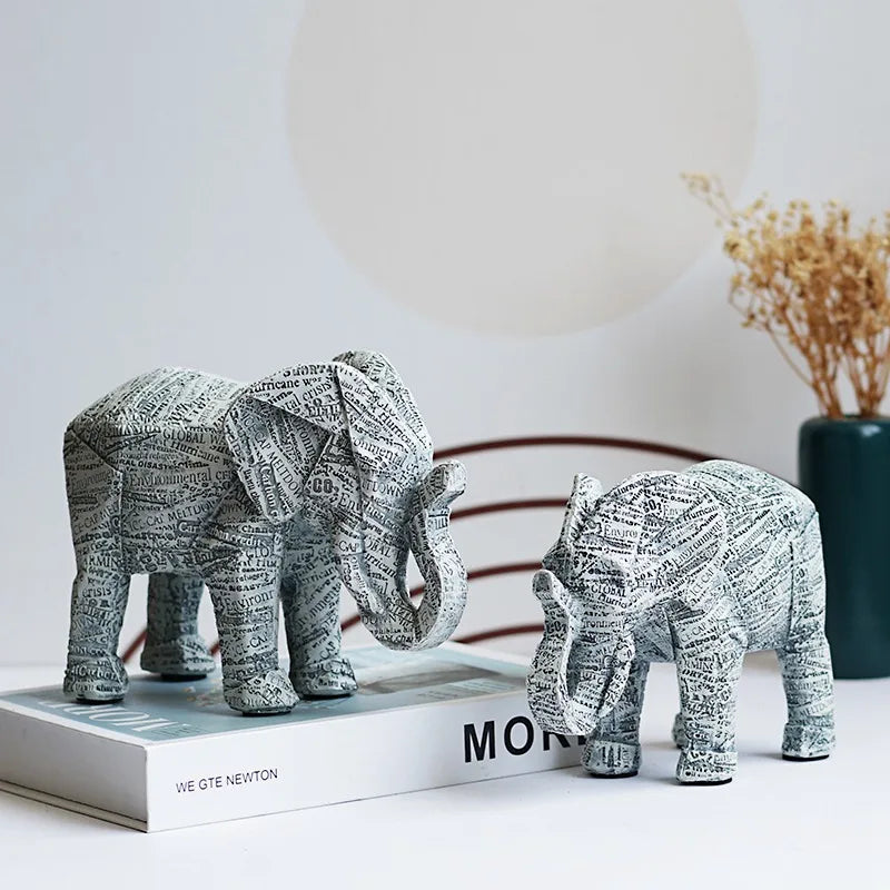 Afralia™ Resin Elephant Statue: Elegant Home Office Bookshelf Decor & Memorial Gift