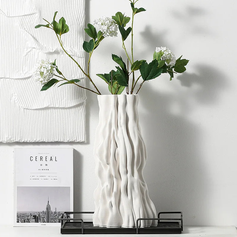 Afralia™ Abstract Irregular Trunk Fold Ceramic Vase for Home Decor