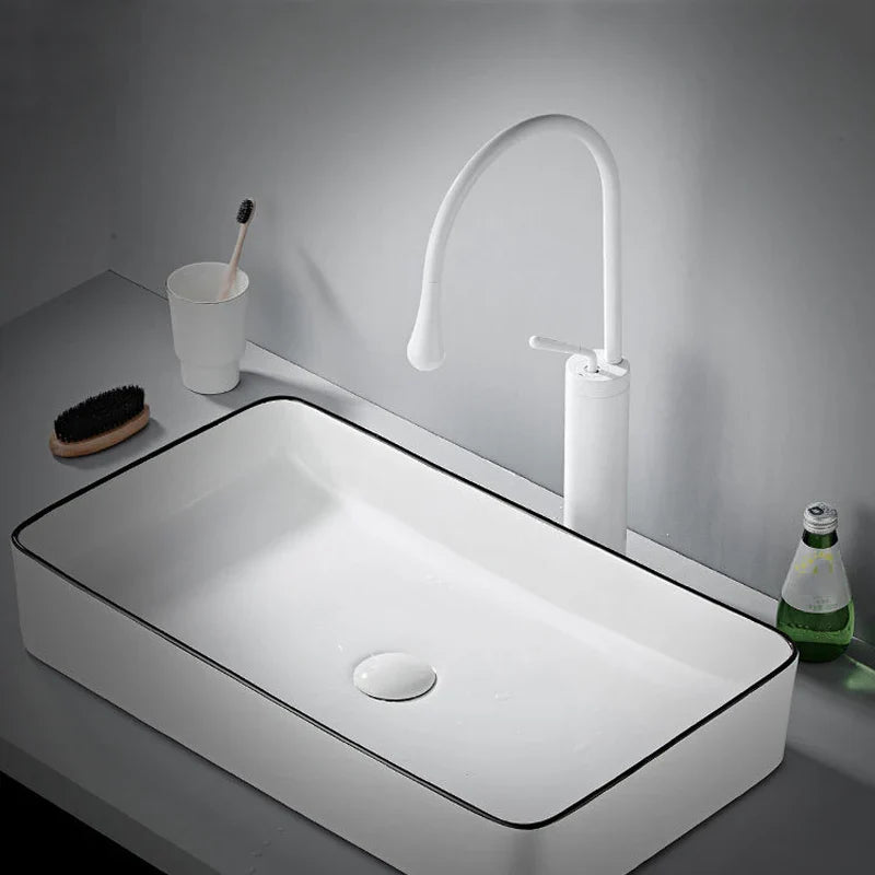Afralia™ Modern Brass Basin Faucet Single Lever 360 Rotation Spout Mixer Tap