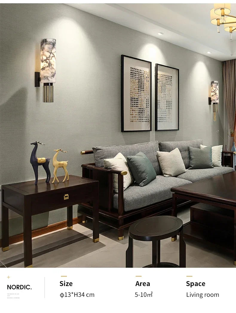 Afralia™ Copper Alabaster Wall Lamp: Post-Modern High-End Bedroom Lighting