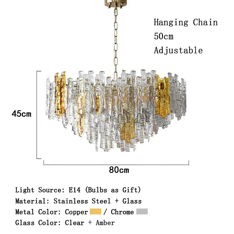 Afralia™ Icicle Glass Ceiling Pendant Light - Dimmable Dining Room Chandelier