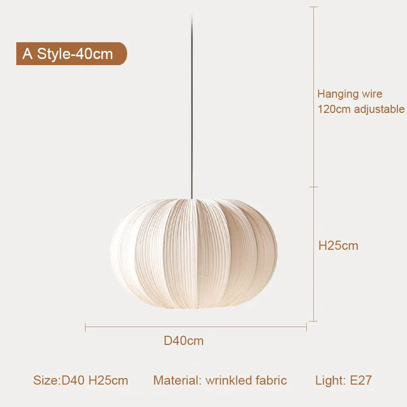 Afralia™ Japanese Wabi-Sabi Pleated Fabric Pendant Lights for Dining Room & Bedroom