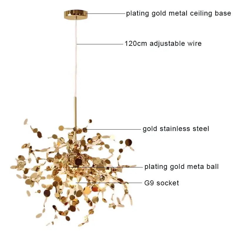 Afralia™ Gold LED Ceiling Pendant Light Fixture for Home Decoration and Modern Living