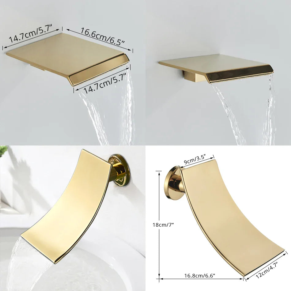 Afralia™ Gold Digital Display Shower Set with Rainfall Head - Waterfall Bath Shower System