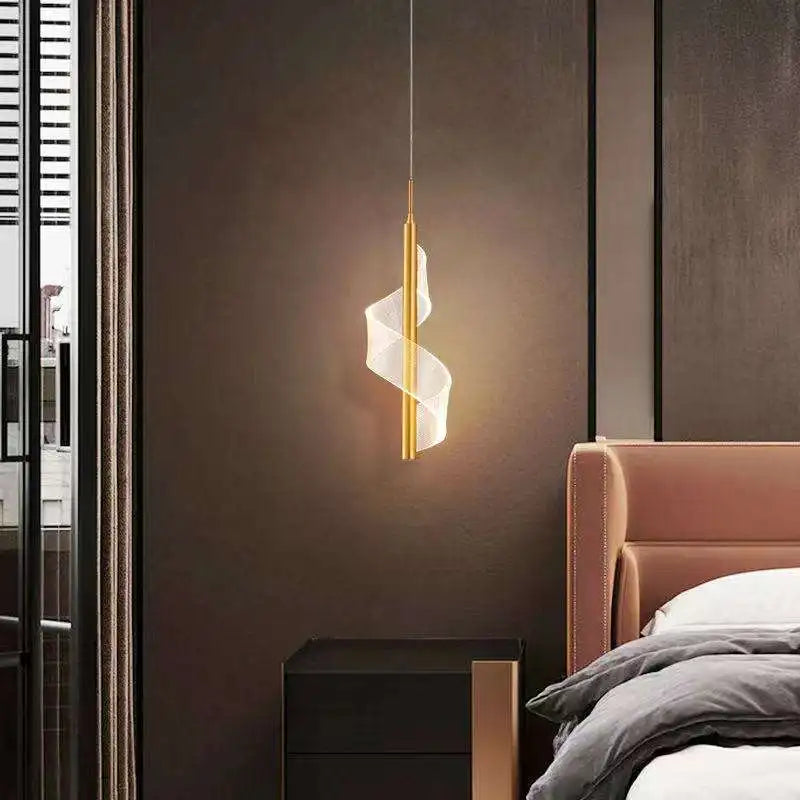 Afralia™ Acrylic Spiral Pendant Lamp Bedroom Living Room Modern Nordic Drop Hanging Light