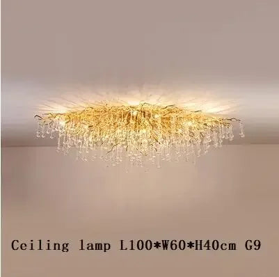 Afralia™ Crystal Branch Chandelier for Living Bedroom Decoration LED Pendant Light