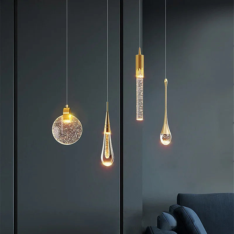 Afralia™ Bubble Crystal Chandelier Hanging Lamp: Modern LED Pendant Lights for Home Decor