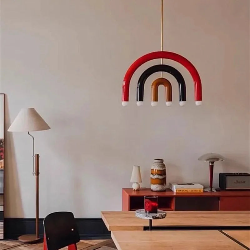Afralia™ Rainbow Lamp: Colorful Geometric Pendant Light for Dining or Bedroom