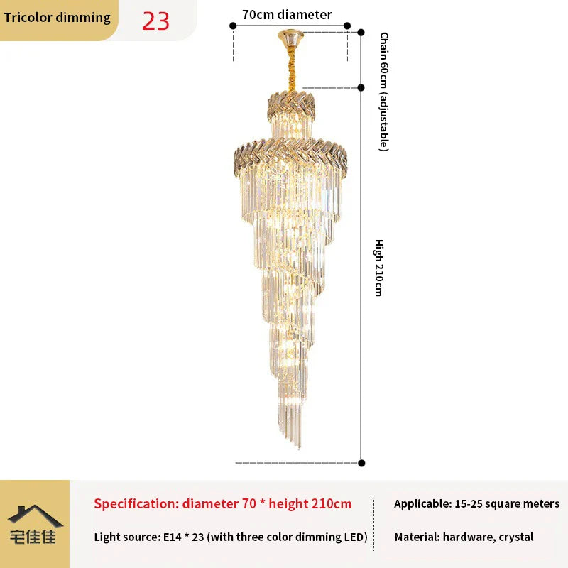 Afralia™ Rotating Crystal Chandelier for Duplex Villa Living Room