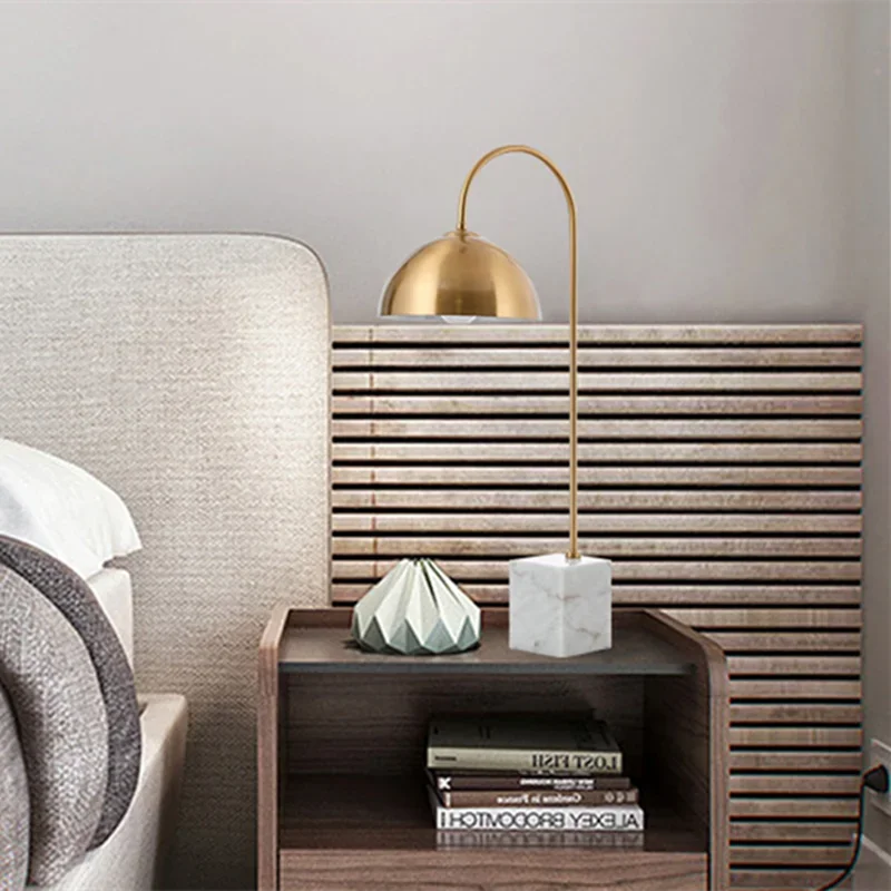 Afralia™ Modern Nordic Gold Table Lamp with Wireless Charging and Dimming