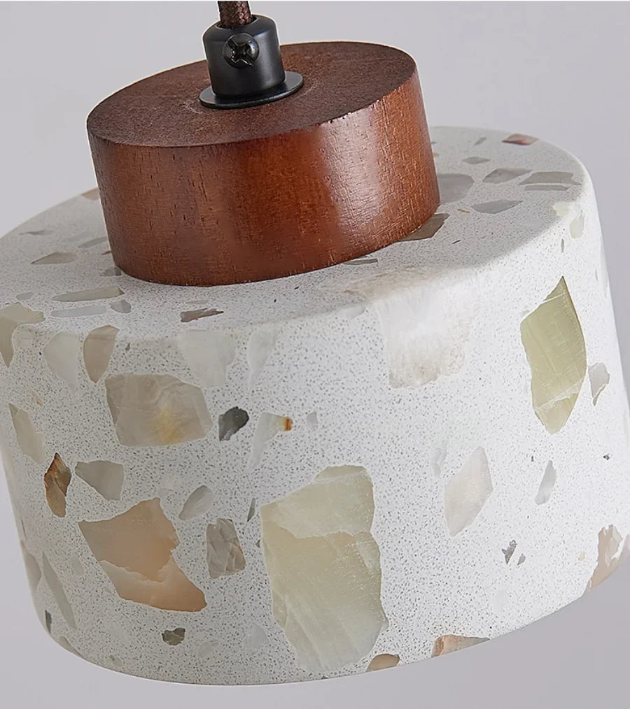Afralia™ Natural Wood Stone Pendant Light Fixture for Home Hotel Decor