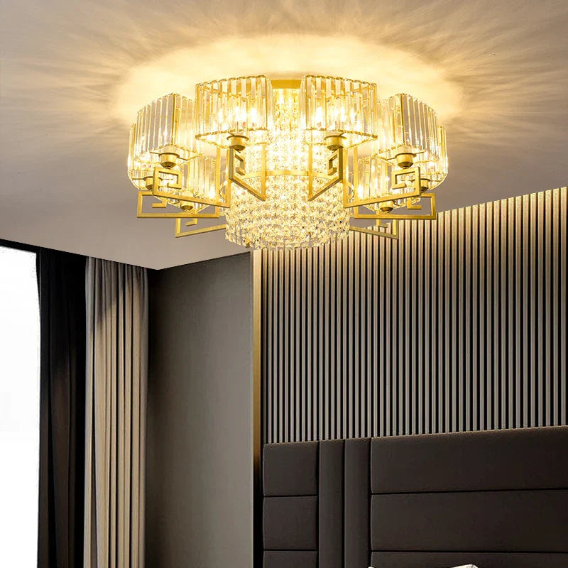 Afralia™ Luxury Crystal Ceiling Light for Living Room, Bedroom, Dining - Modern and Simple