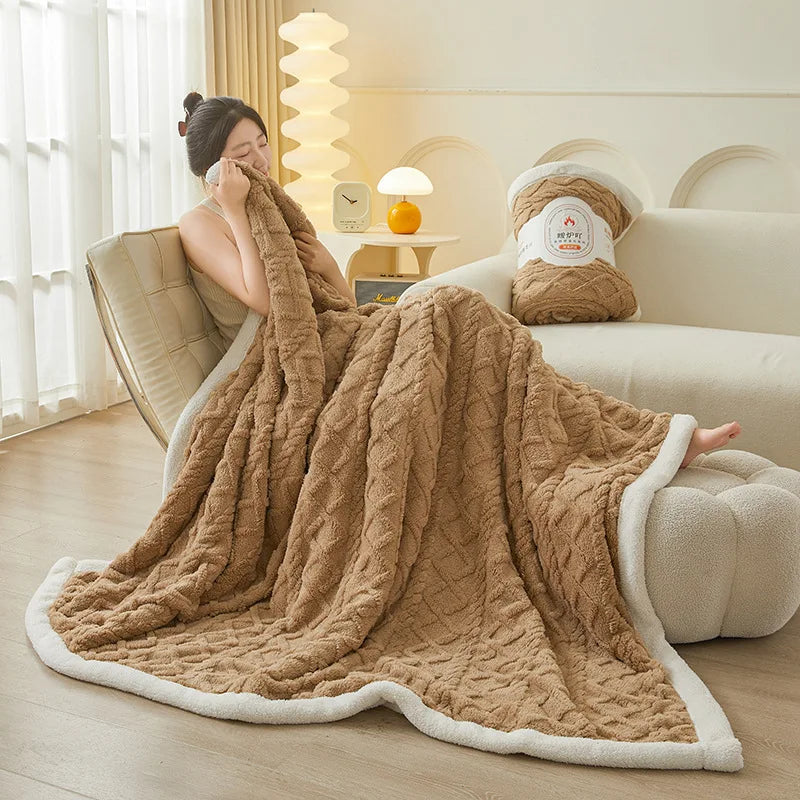 Afralia™ Plush Taffeta Jacquard Blanket | Multi Functional Soft Bedspreads for Bedrooms