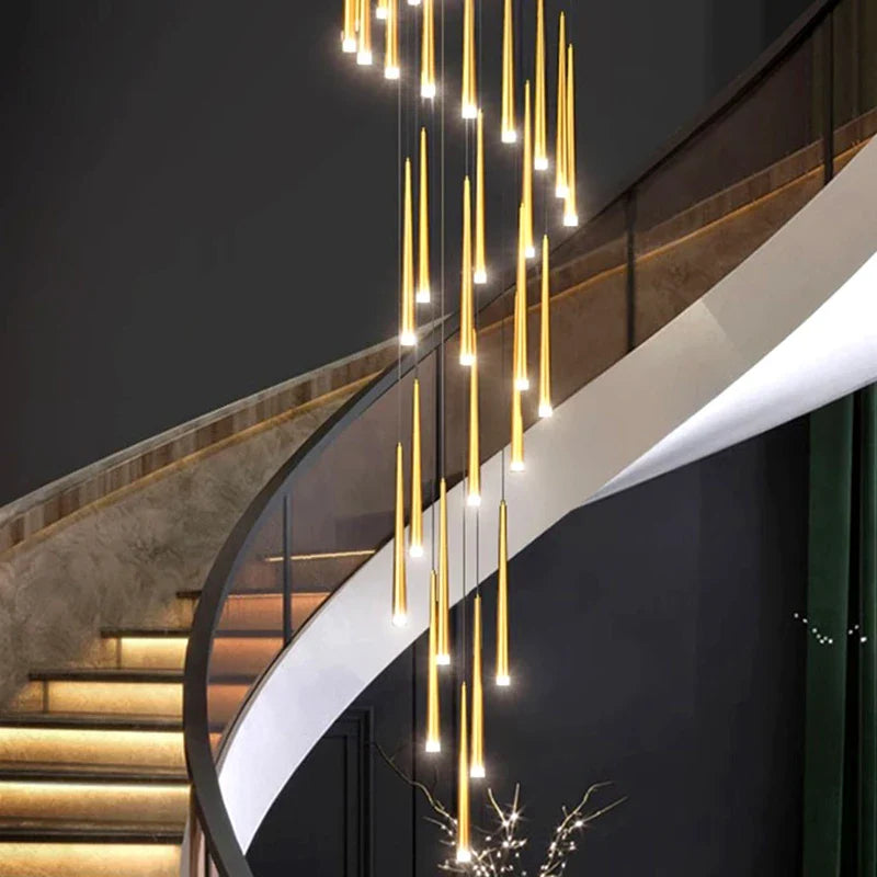 Afralia™ Modern Stair Chandelier Pendant Lights Ceiling Lamp LED Chandeliers Living Room Lighting