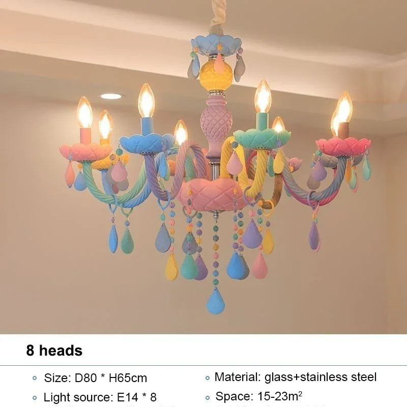 Afralia™ Rainbow Crystal Chandelier for Children's Bedroom, Princess Makaron Lamps