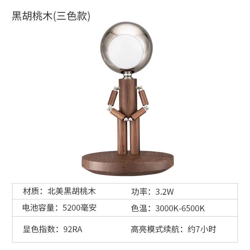 Afralia™ Solid Wood USB Rechargeable Desk Lamp for Bedroom with Stepless Dimming