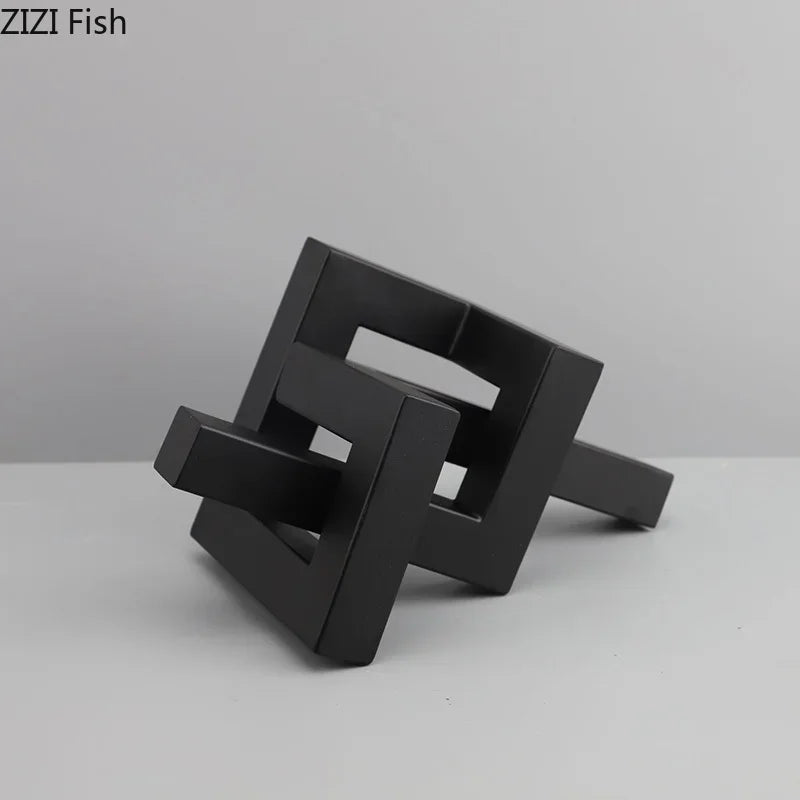 Afralia™ Geometric Metal Statue Desk Decoration Modern Sculpture Room Decor