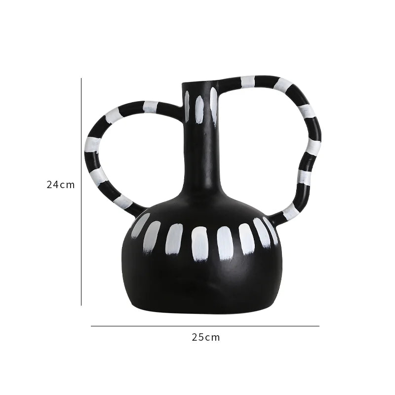 Afralia™ Striped Ceramic Vase - Geometric Pattern Room Decor