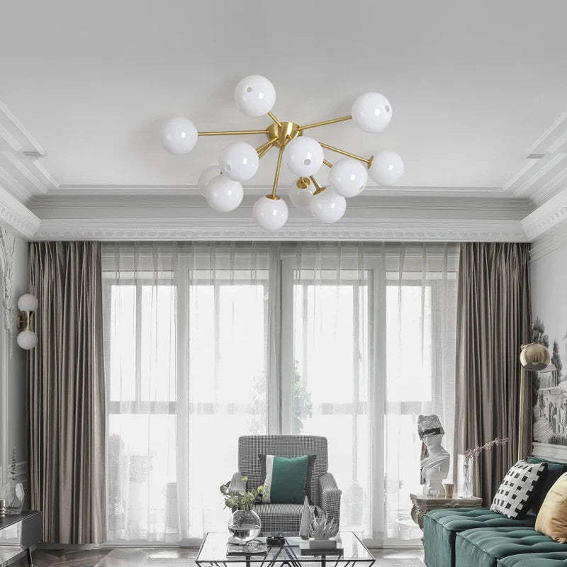 Afralia™ Glass Ball LED Ceiling Chandelier for Modern Living Room and Bedroom Lighting