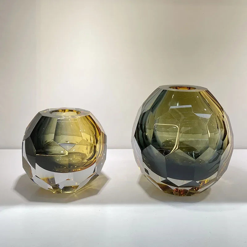 Hexagonal Textured Glass Vase by Afralia™ - Modern Home Decor