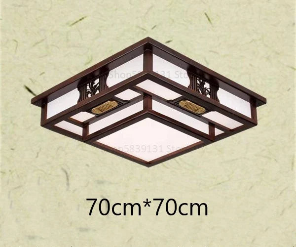 Afralia™ Antique Style Solid Wood Led Ceiling Light for Living Room Bedroom & Study