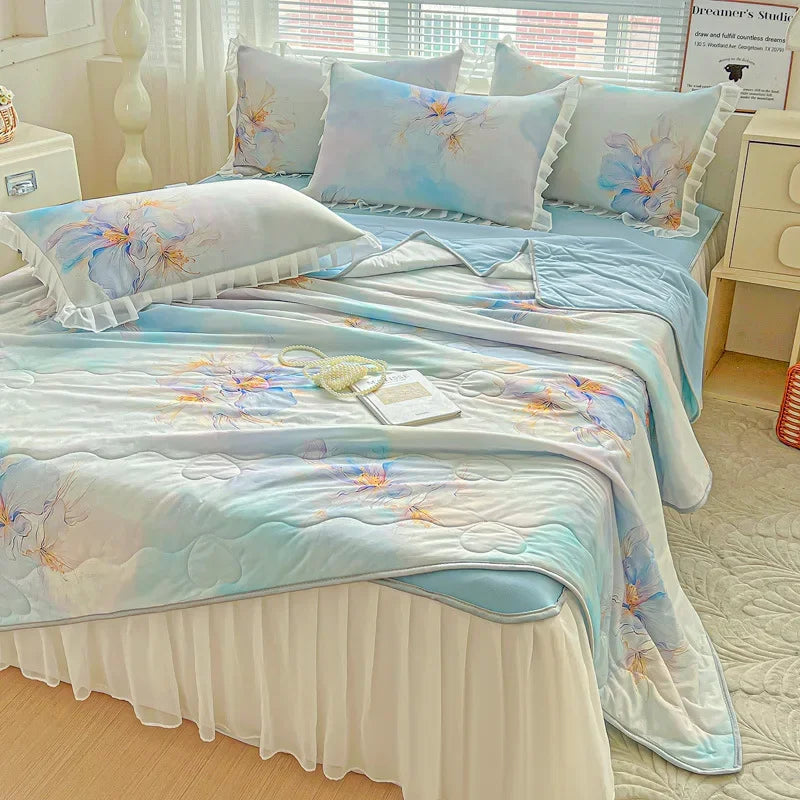 Afralia™ Floral Summer Cooling Quilt for Double Single Bed - Soft & Breathable