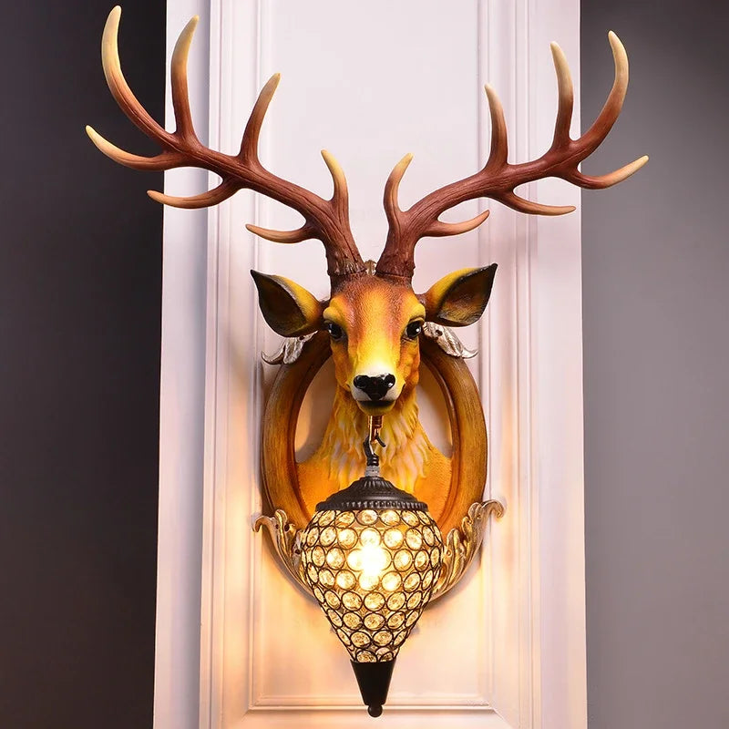 Afralia™ Modern Deer Head LED Wall Sconce Light for Luxury Living Room Decor