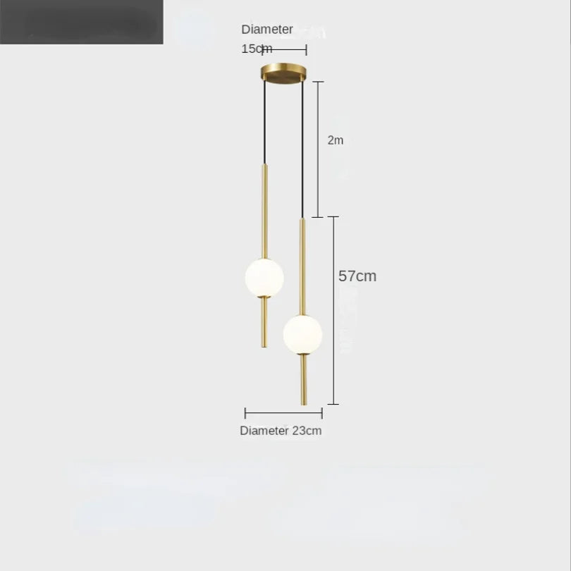 Afralia™ Glass Ball Double Chandelier LED Pendant Light