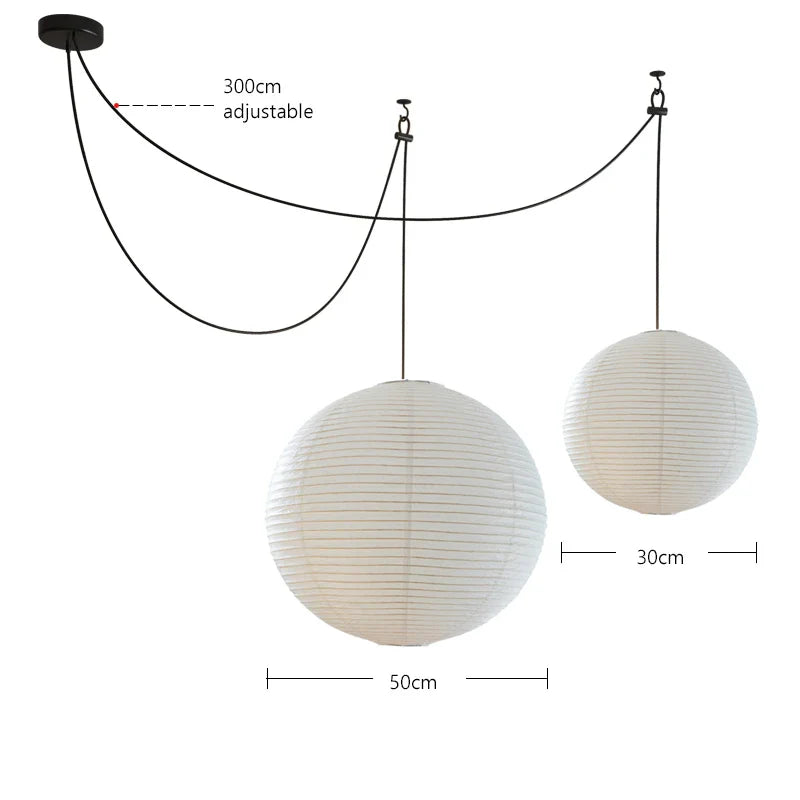 Afralia™ Round Rice Paper LED Pendant Lights for Home Decor Chandelier