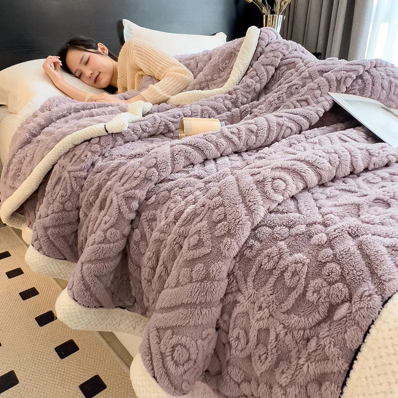 Afralia™ Coral Fleece Warm Blanket: Cozy Thicken Winter Bed Blanket